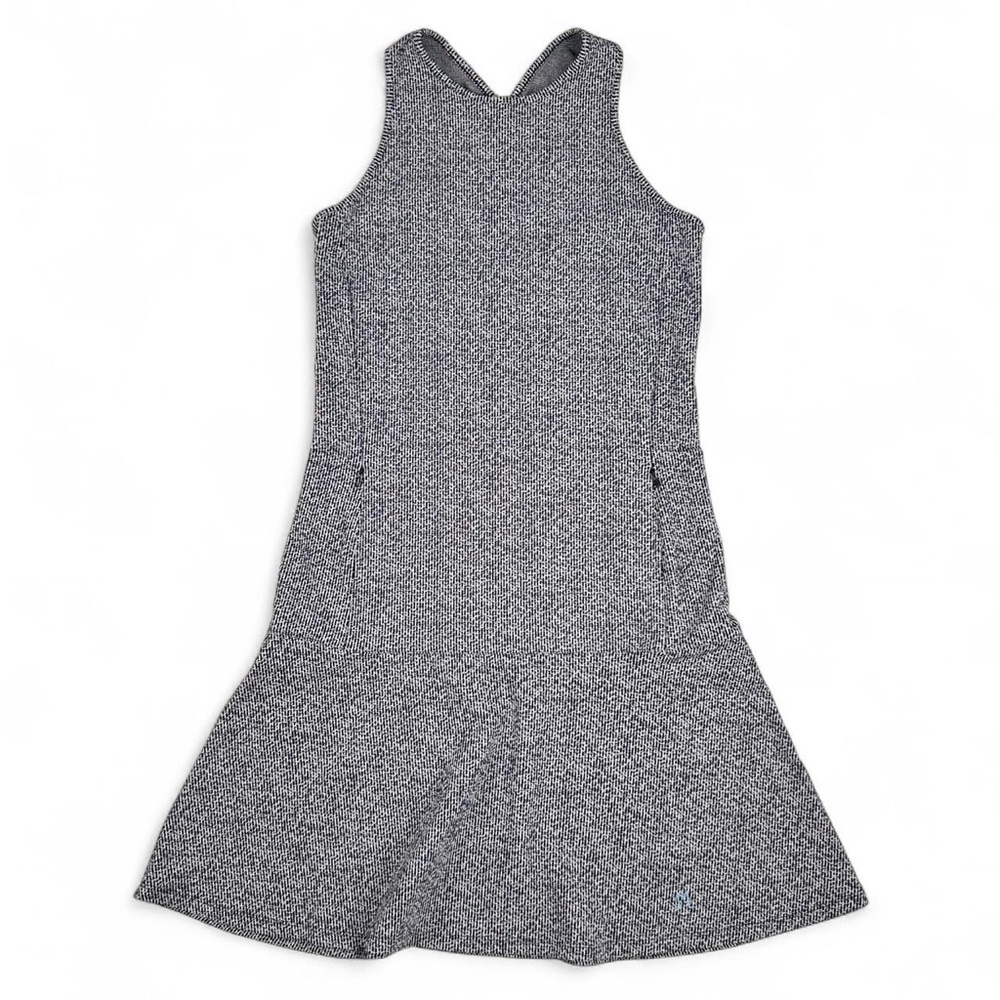 J. McLaughlin navy and white textured cross back dress with zip pockets